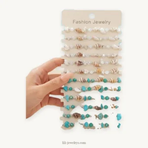 طقم أساور بحر — 12 قطعة LILI-0893 | Seaside bracelet set — 12 pieces LILI-0893