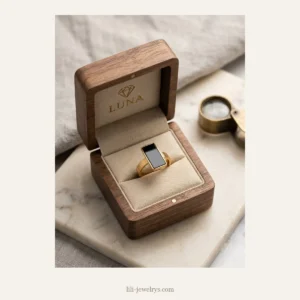 خاتم بتفصيلة سوداء LILI-1397 | Black detail ring LILI-1397