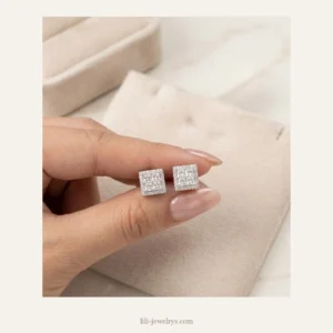 أقراط مربعة مرصعة LILI-1404 | Square crystal earrings LILI-1404